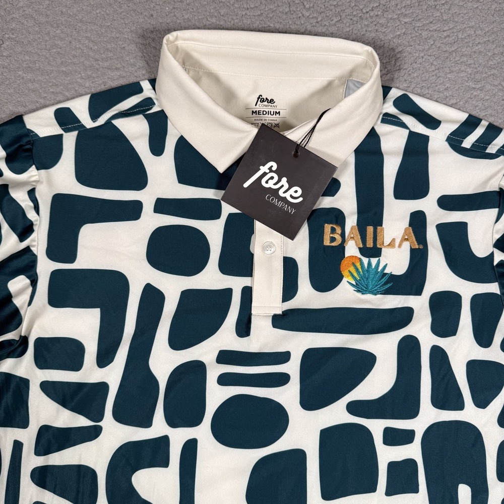Fore Company Shirt Mens Medium Abstract Golf Polo Performance Stretch Preppy NWT